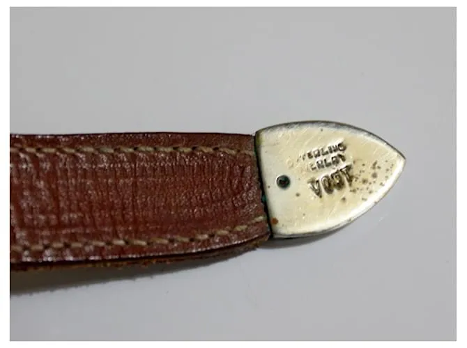 Autre Marque Cinturón western vintage en piel y plata Marrón oscuro 