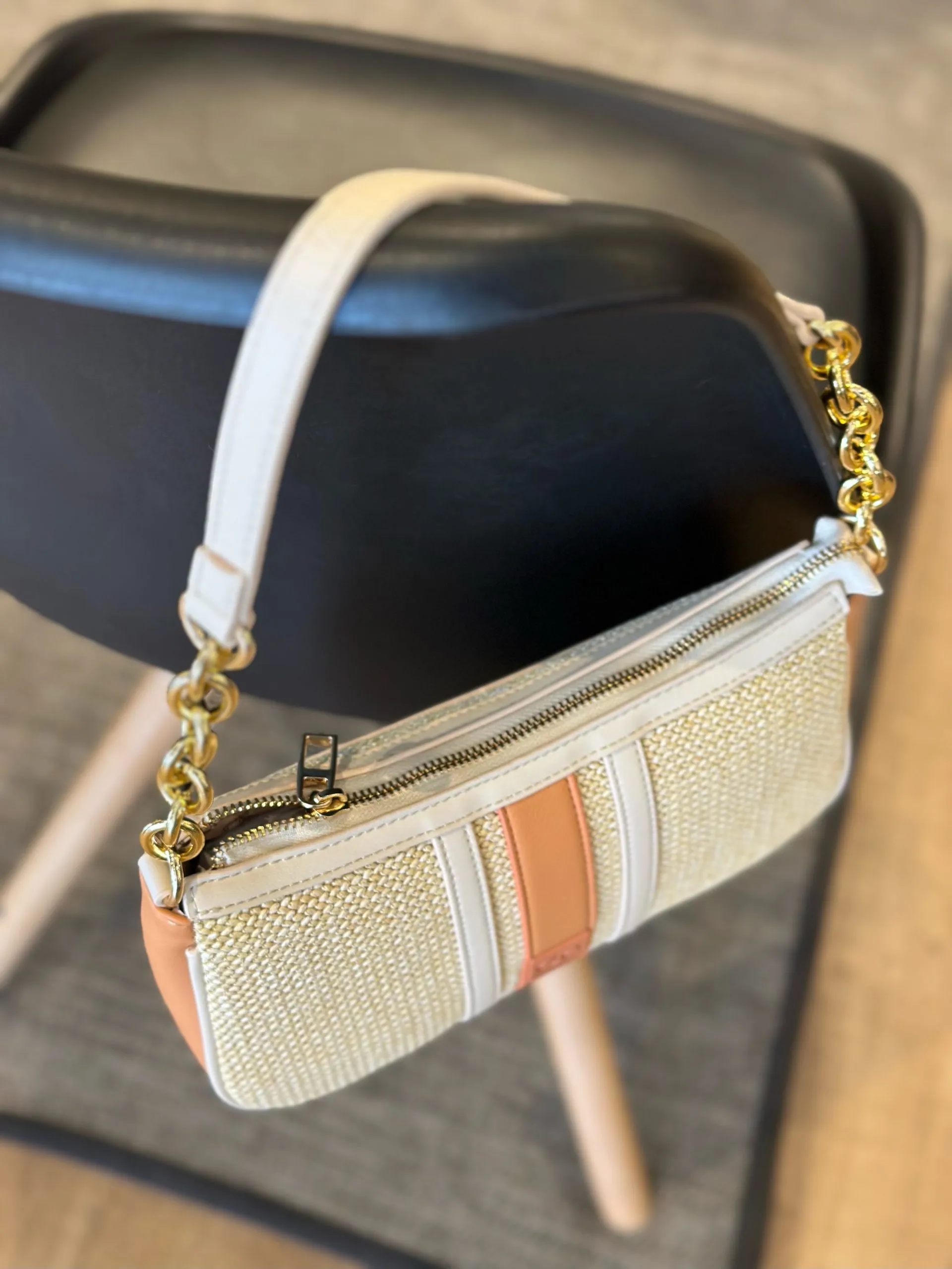 Bolso Baguette Rafia Don Algodón Naranja