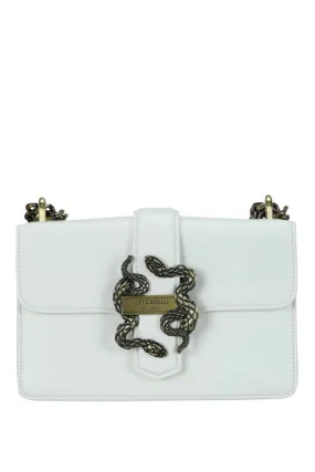 Bolso bandolera blanco con hebilla de serpientes