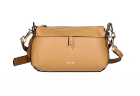 Bolso Colgar Camel Frontal Detalle Aro Metal Oro