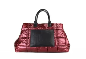 Bolso Granate Weekend Nylon Acolchado Pieza Negra Central