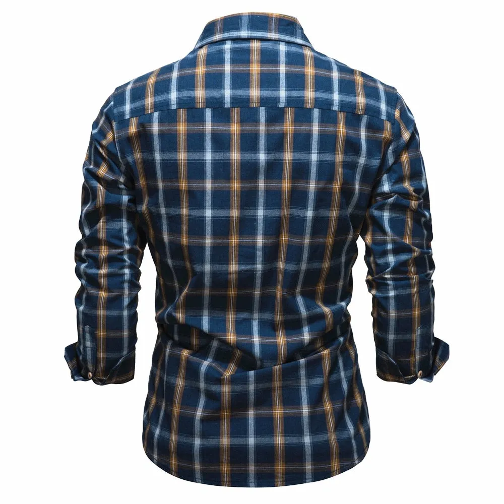 Camisa Sólida Manga Larga 100% Cotton Para Hombre