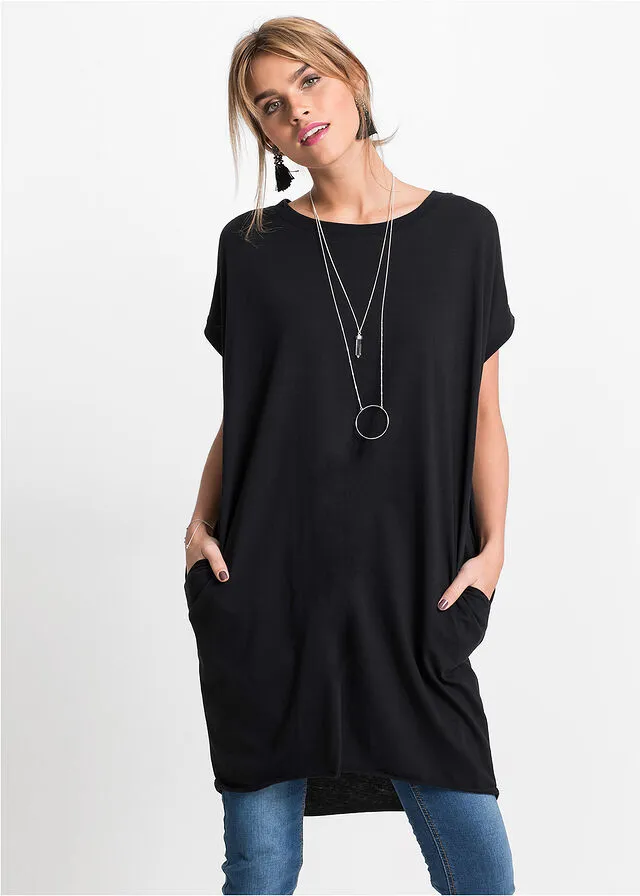 Camiseta larga oversize Negro