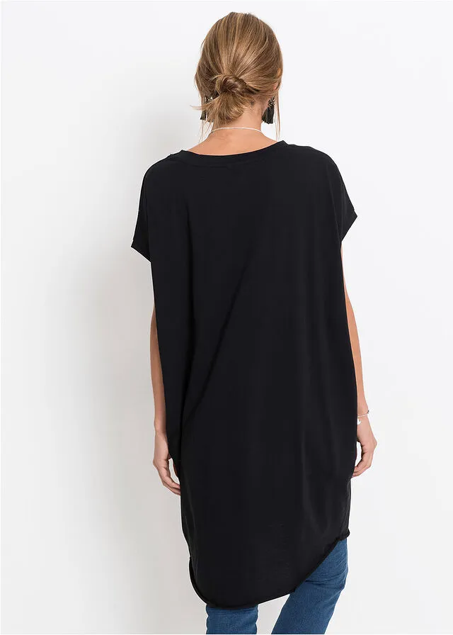 Camiseta larga oversize Negro