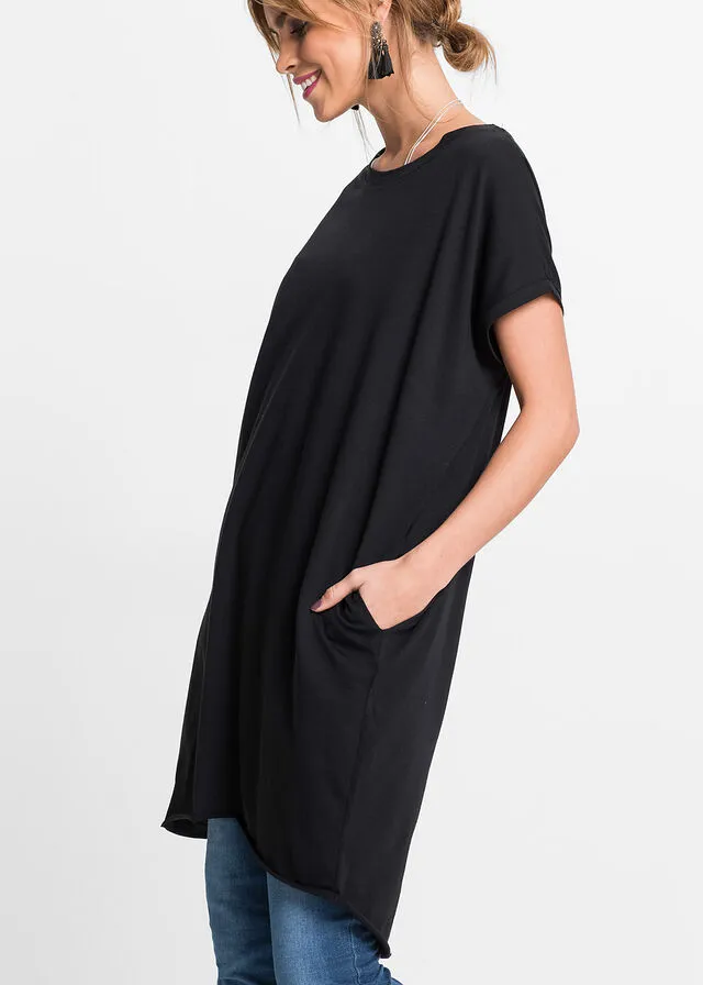 Camiseta larga oversize Negro