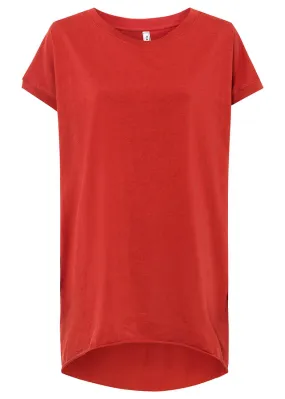 Camiseta larga oversize Rojo