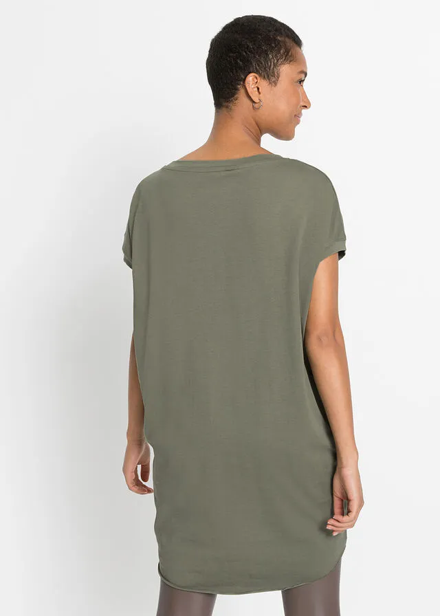 Camiseta larga oversize Verde oliva