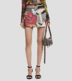 Desigual Falda mini de corte recto estampada Mujer