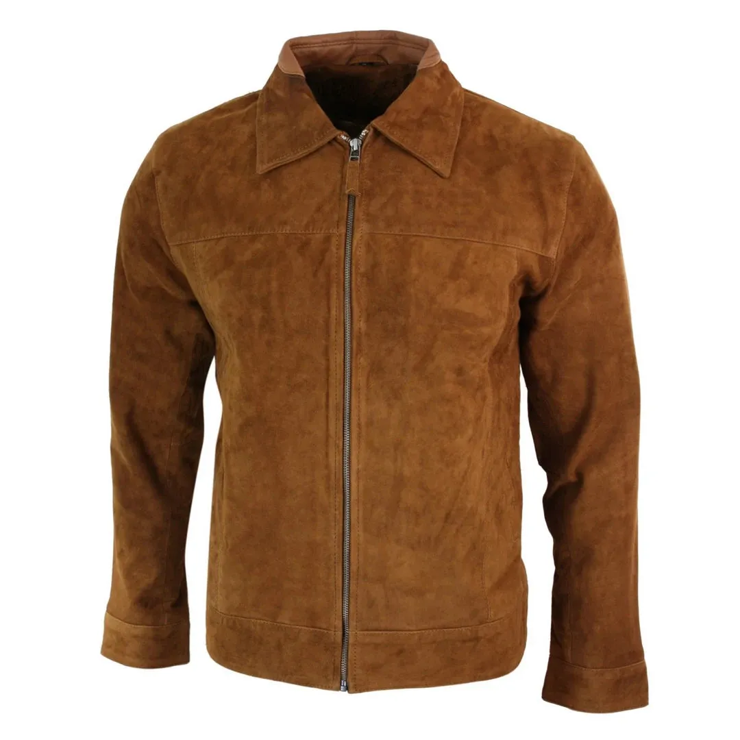 Infinity G500 ante - Chaqueta de cuero Vintage Retro para caballero estilo Clásico Chaqueta Camel Cuello ajustable