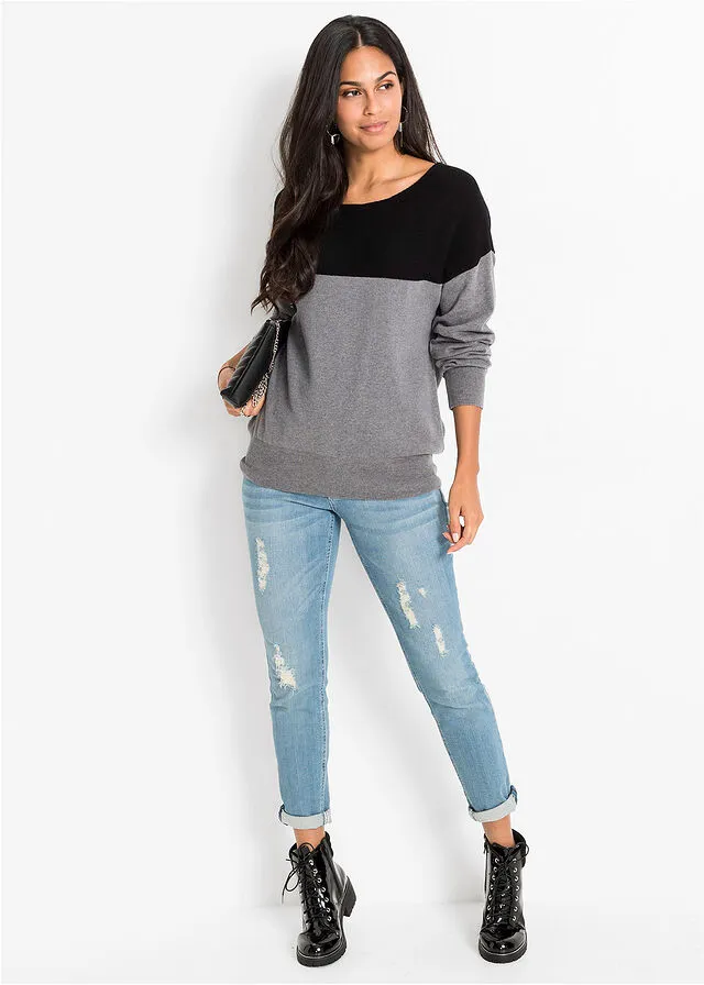 Jersey oversize Negro-gris jaspeado