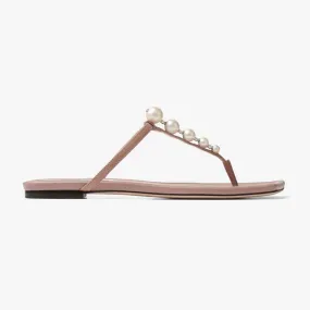 Jimmy Choo Mujer Alaina Flat Ballet Zapatos Planos De Piel De Napa Rosa Con Adornos De Perlas
