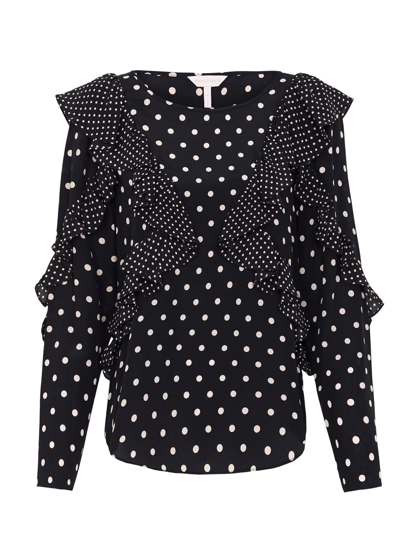 Long Sleeve Dot Ruffle Top