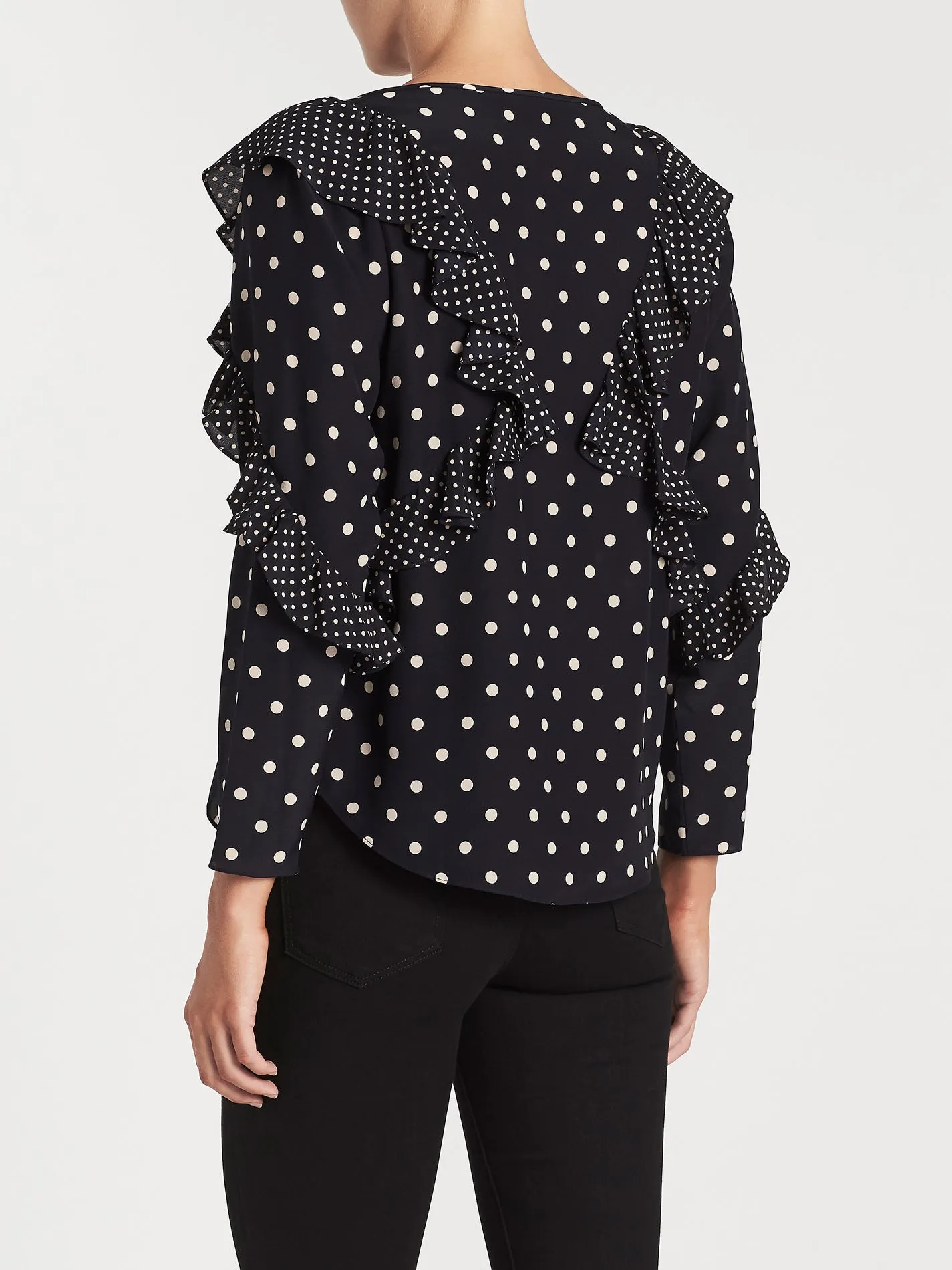 Long Sleeve Dot Ruffle Top