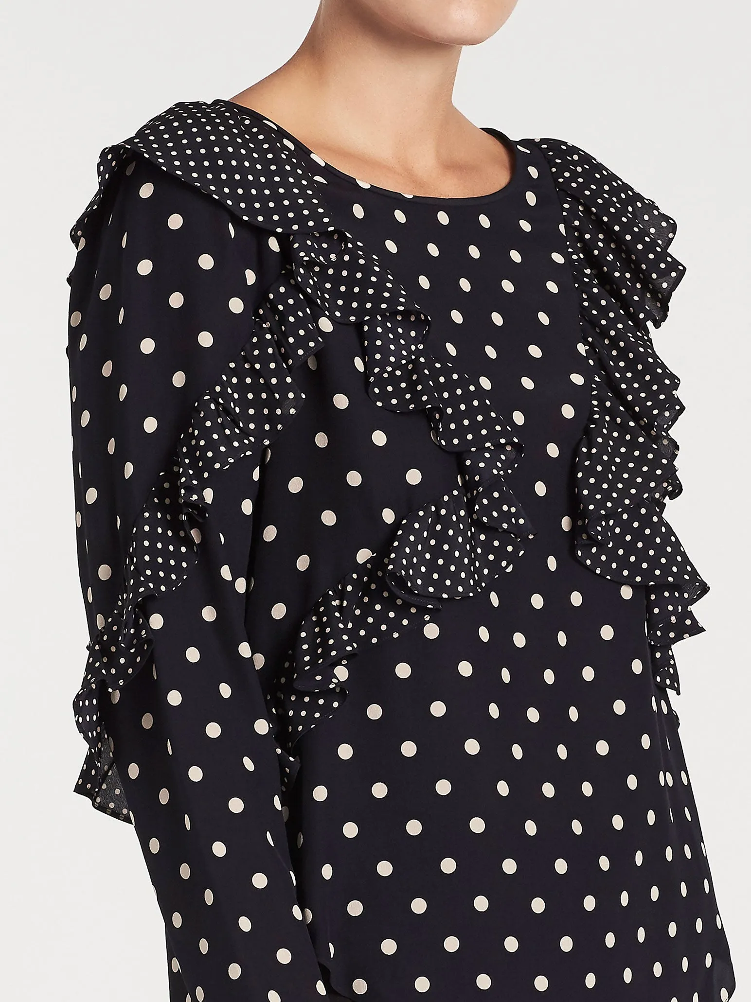 Long Sleeve Dot Ruffle Top