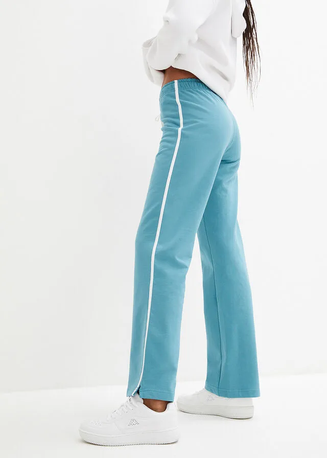 Pantalón de chándal de algodón de corte recto (2 pares) Negro-turquesa cobalto mate