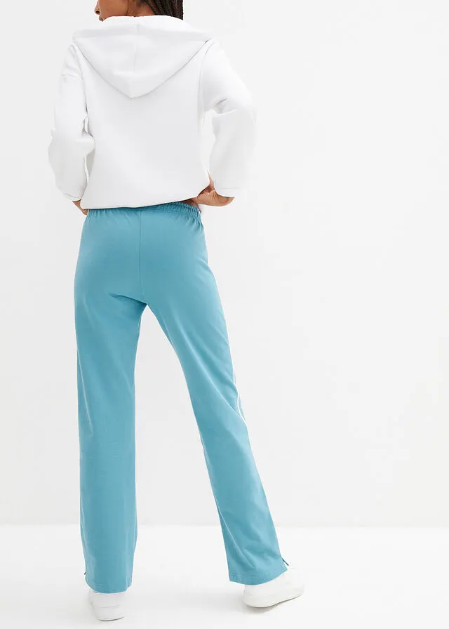 Pantalón de chándal de algodón de corte recto (2 pares) Negro-turquesa cobalto mate