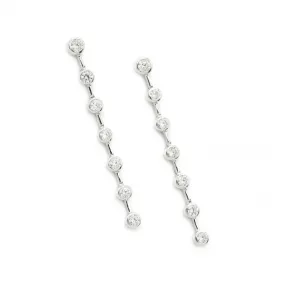Pendientes largos finos diseo lineal con circonitas