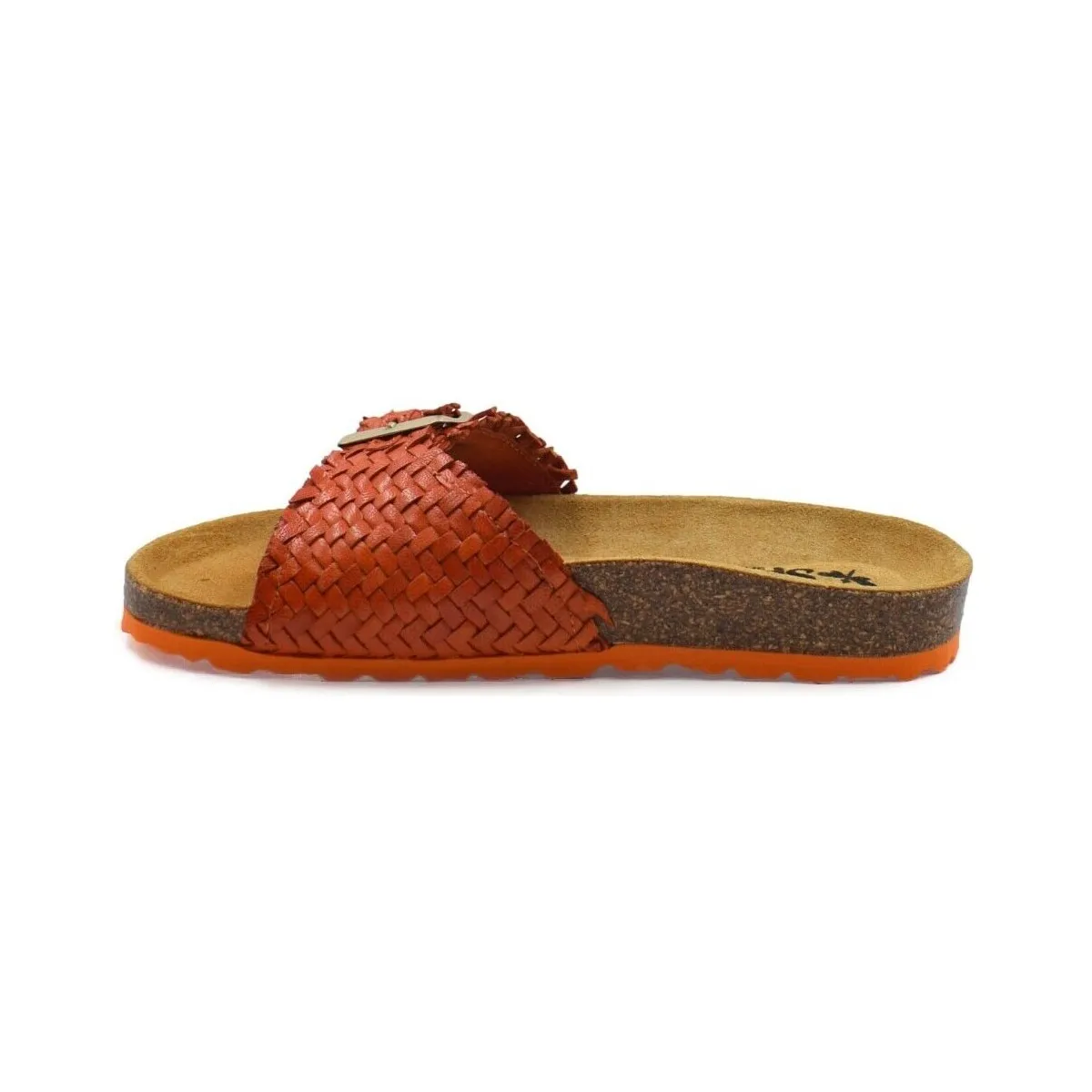 Sandalias bio planas de piel naranja by