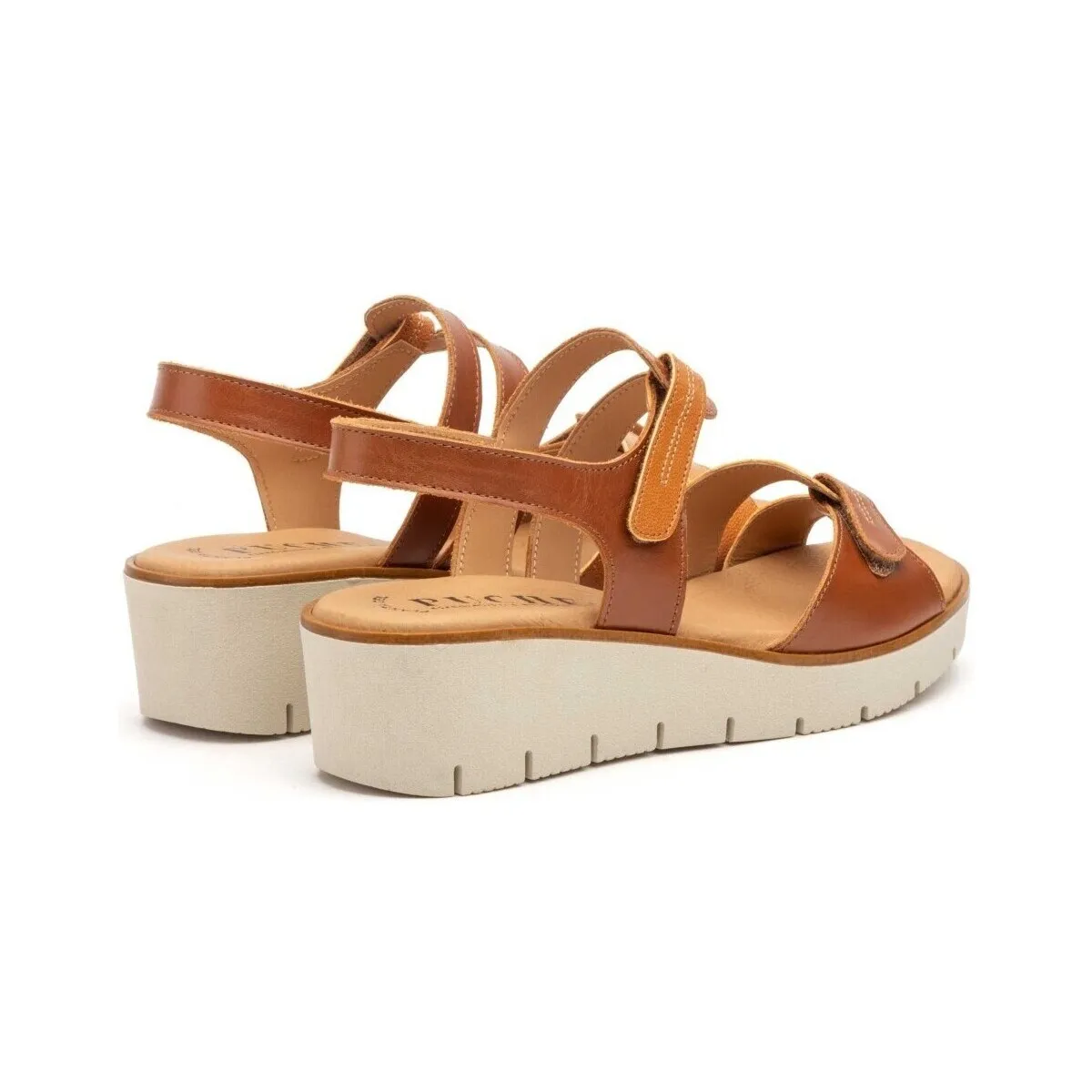 Sandalias marrones de piel con cuña by CBP