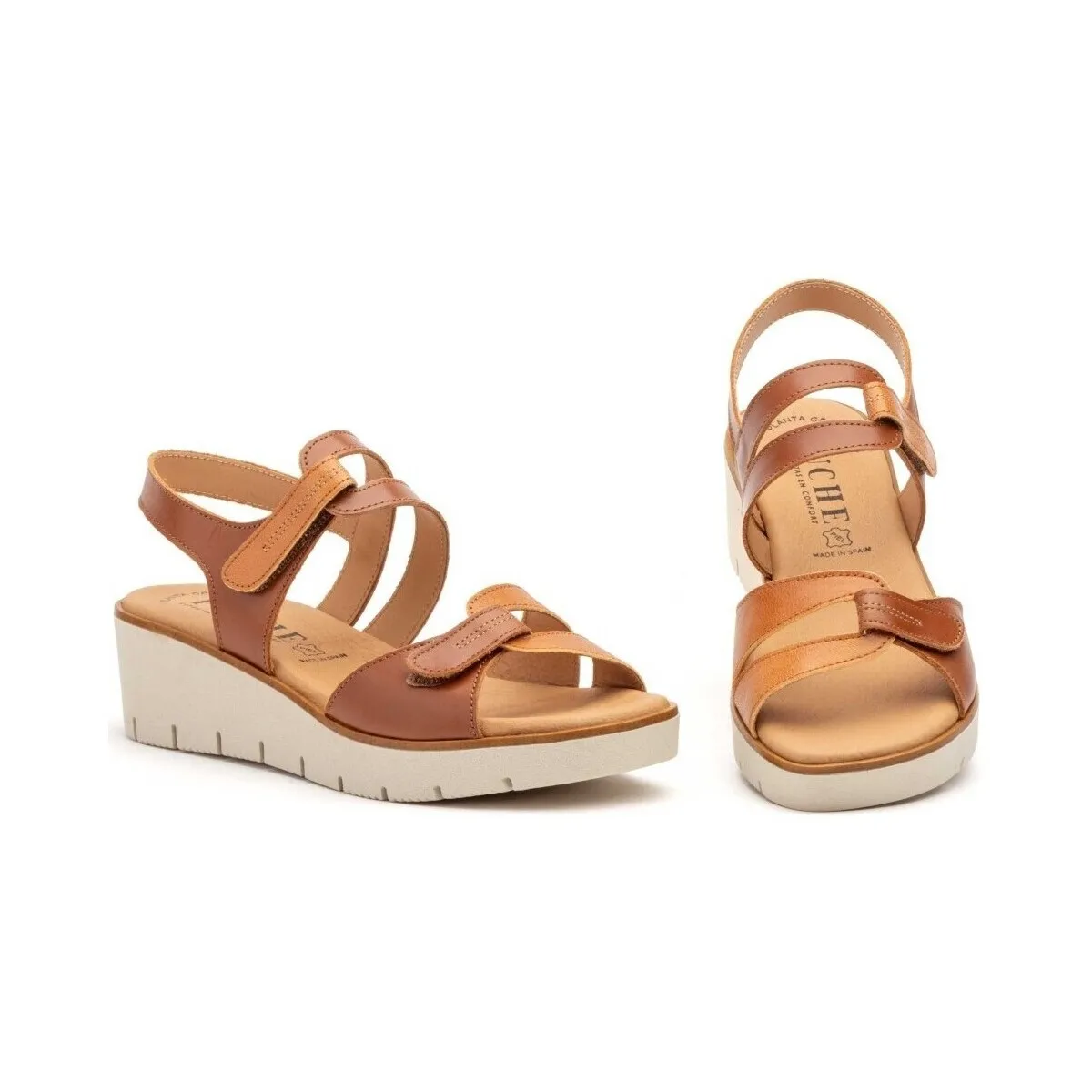 Sandalias marrones de piel con cuña by CBP