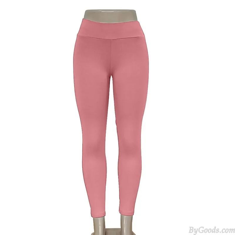 Simple Pure Color Butt Lifting High Waist Scrunch Butt Seamless Tummy Control Athletic Pants Women Running Trousers Workout Yoga