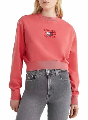 Sudadera Tommy Jeans Crop Timeless Rosa para Mujer