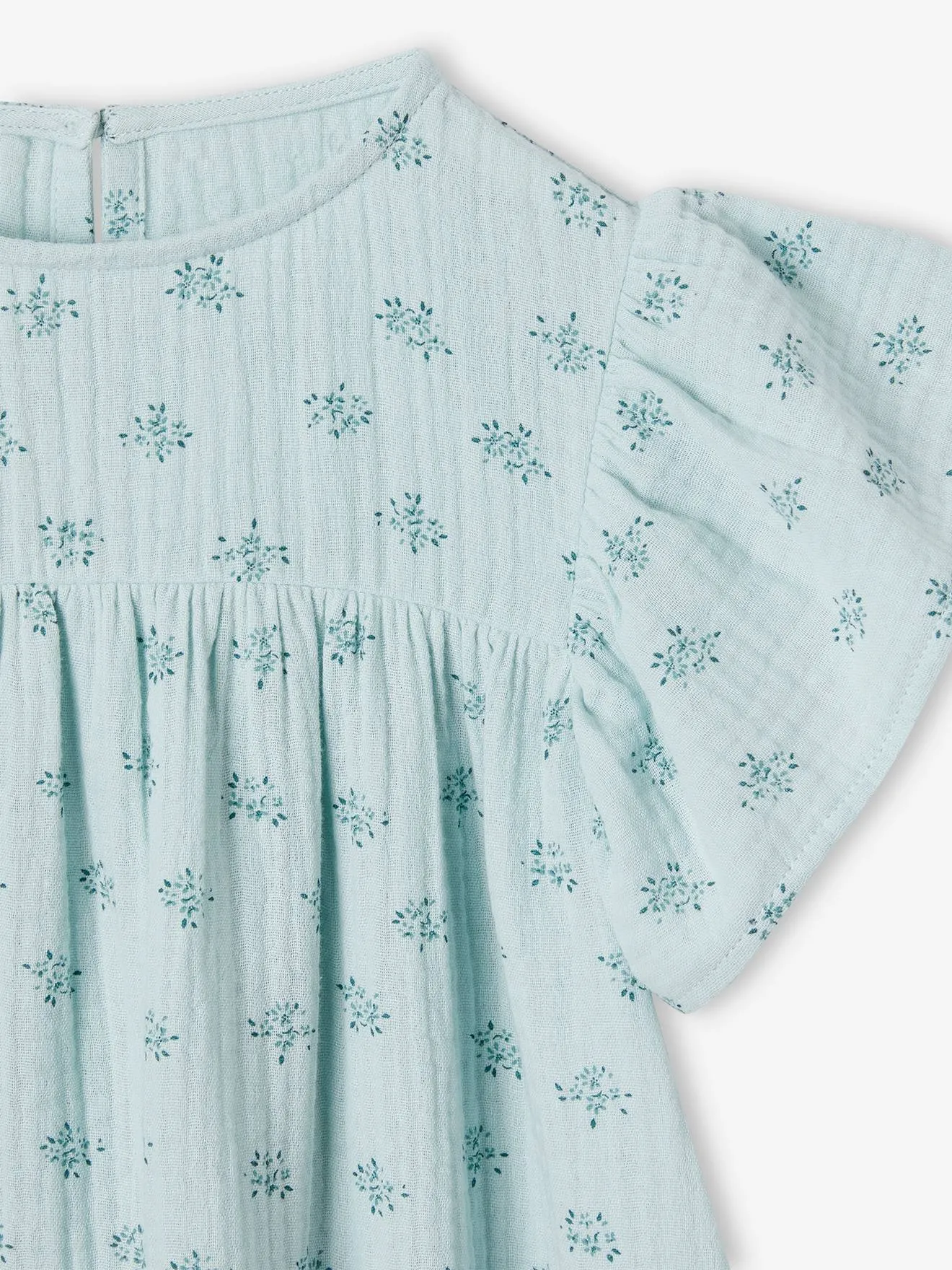 Vestido con estampado de flores de gasa de algodón para niña