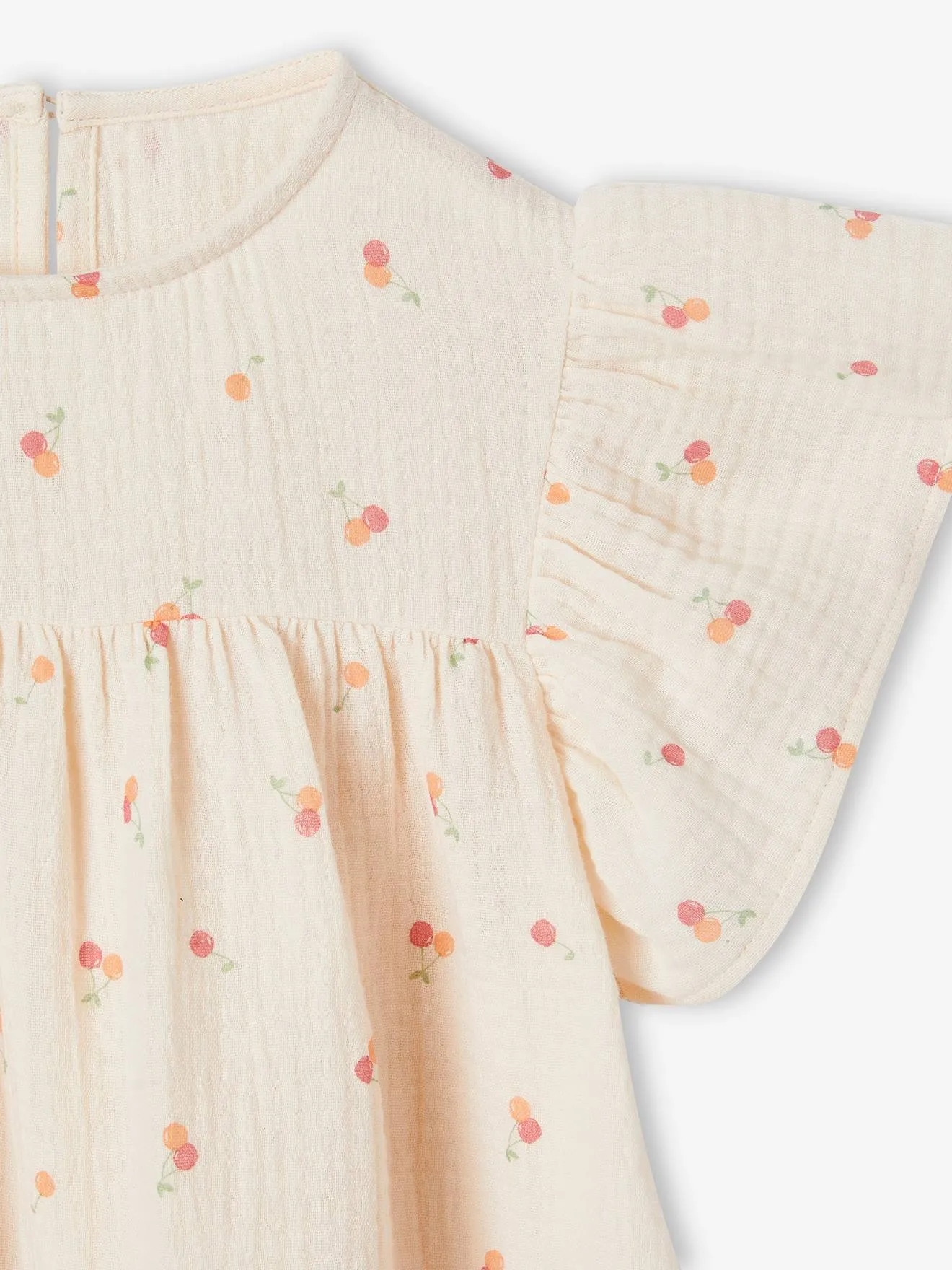 Vestido con estampado de flores de gasa de algodón para niña