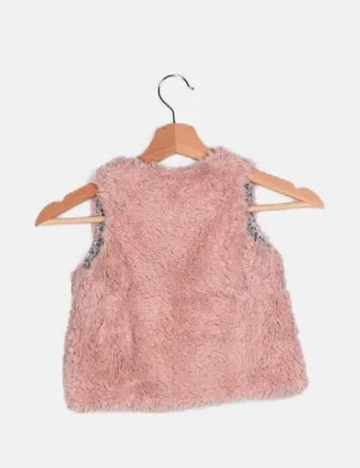 Zara Chaleco rosa palo pelo sintético