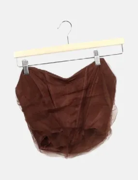 Zara Corset marrón gasa superpuesta